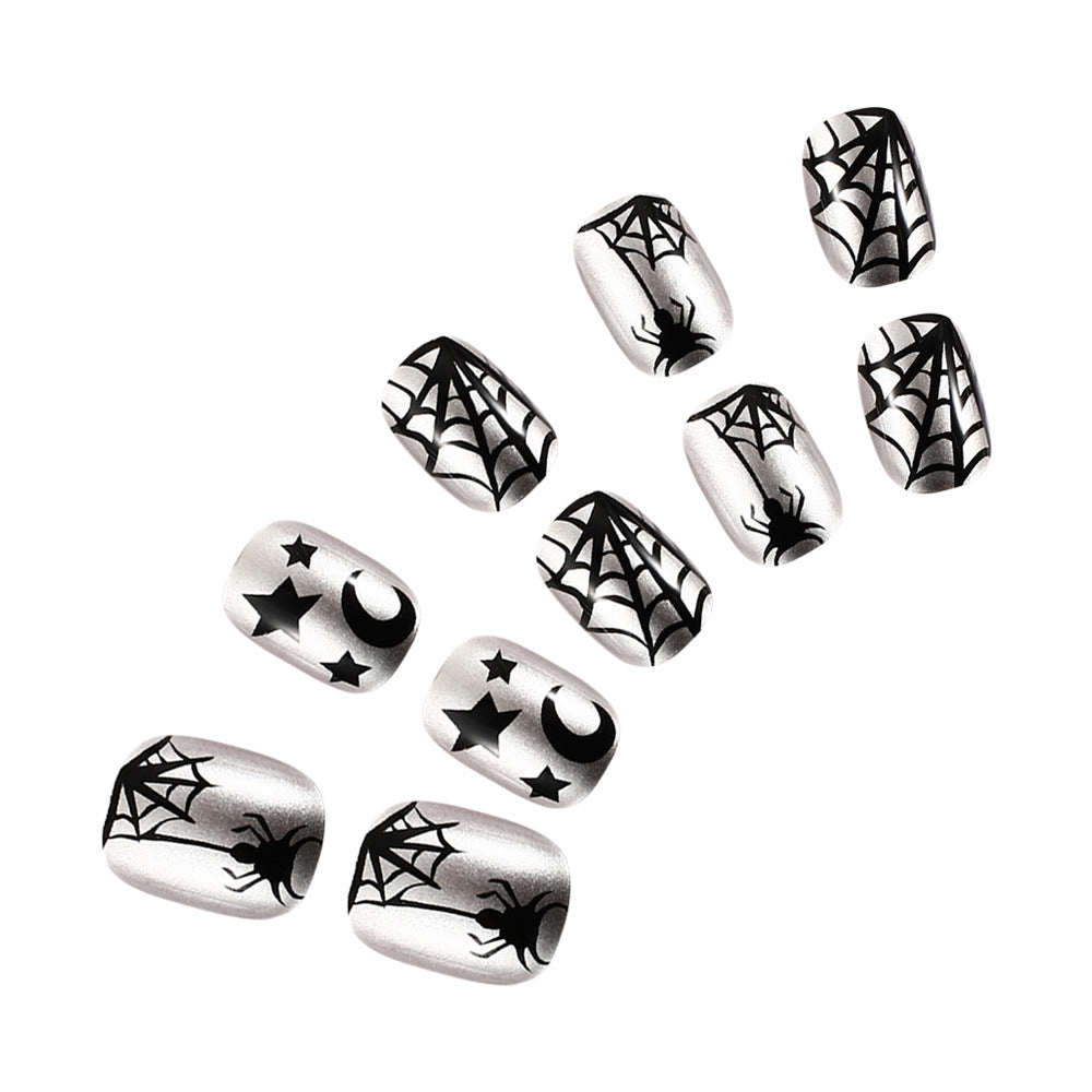 Spiderweb-Themed Press-On Nail Art Set Kalsten