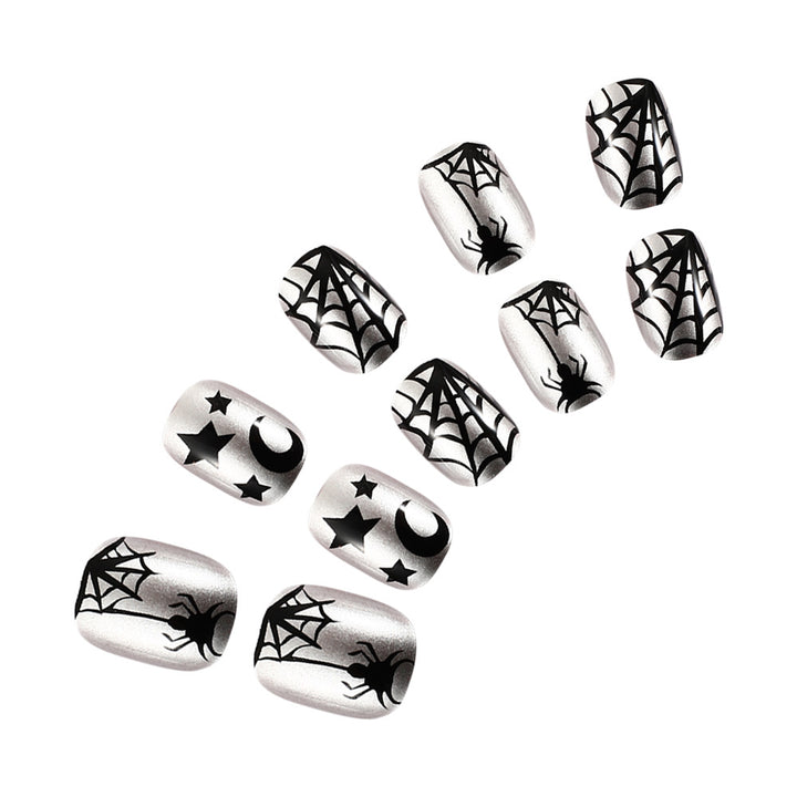 Spiderweb-Themed Press-On Nail Art Set Kalsten