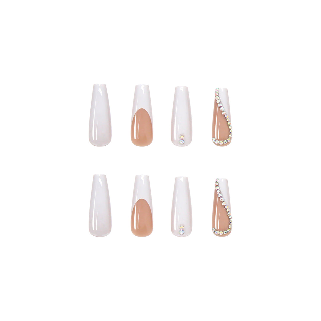Artificial Nail Set with Elegant Rhinestone Decorations Kalsten