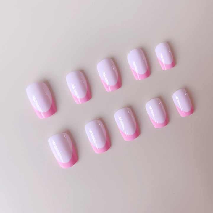 Artificial nail set with luxurious French design and creative neon accents Kalsten