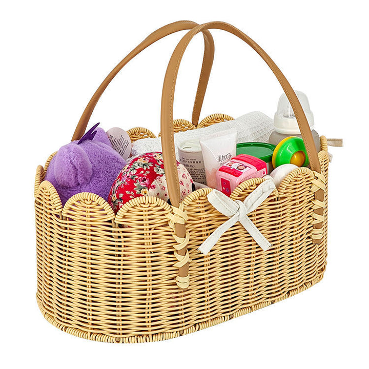 Charming storage basket with leather handles Kalsten