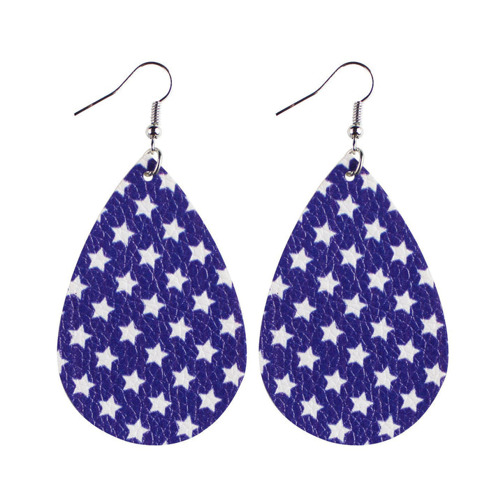 Women's nan teardrop-shaped faux leather earrings with star and stripe print Kalsten