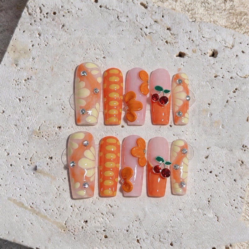 Artistic 3D Floral Press-On Nail Set