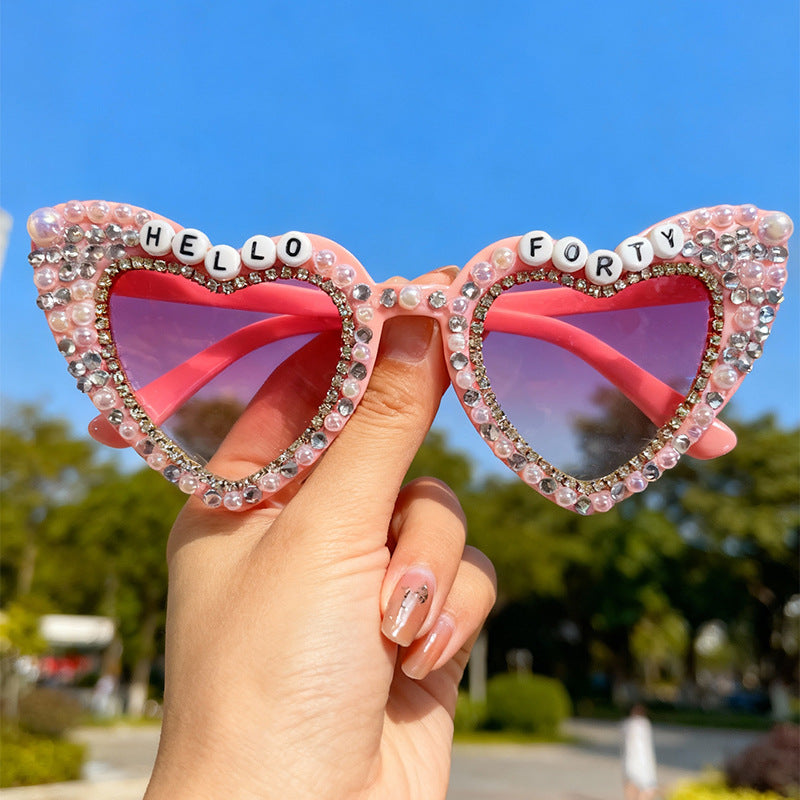 Heart-Shaped Pearl-Embellished Sunglasses Kalsten