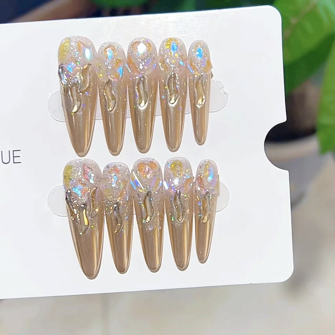 Premium Stiletto Press-On Nails with Glitter Accents Kalsten