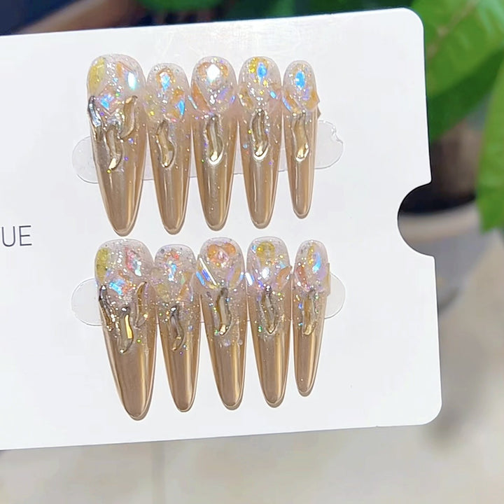Premium Stiletto Press-On Nails with Glitter Accents Kalsten