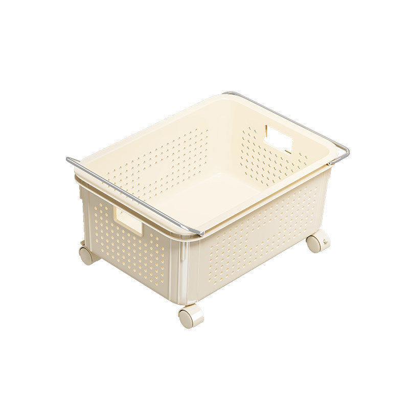 Ventilated Rolling Laundry Basket with Locking Swivel Wheels and Foldable Handle
