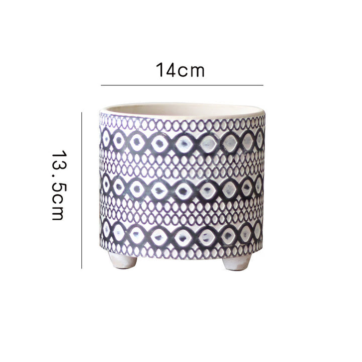 Decorative plant pot with geometric pattern Kalsten