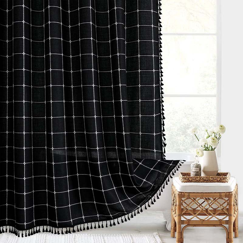 Textured Grid Design Window Curtain Kalsten
