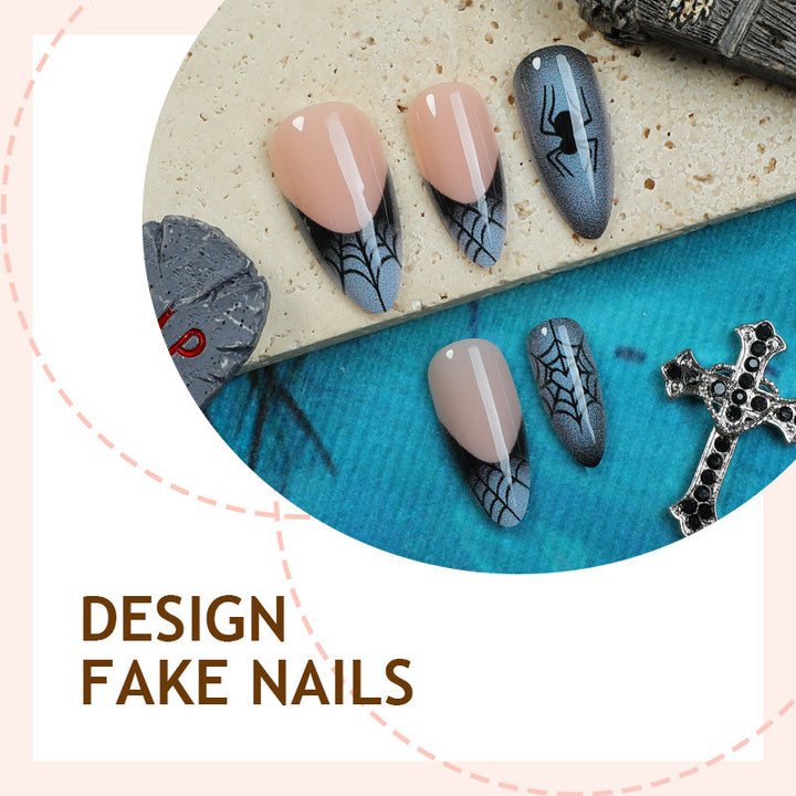 Acrylic Nail Set with Stylish Spider Design Kalsten