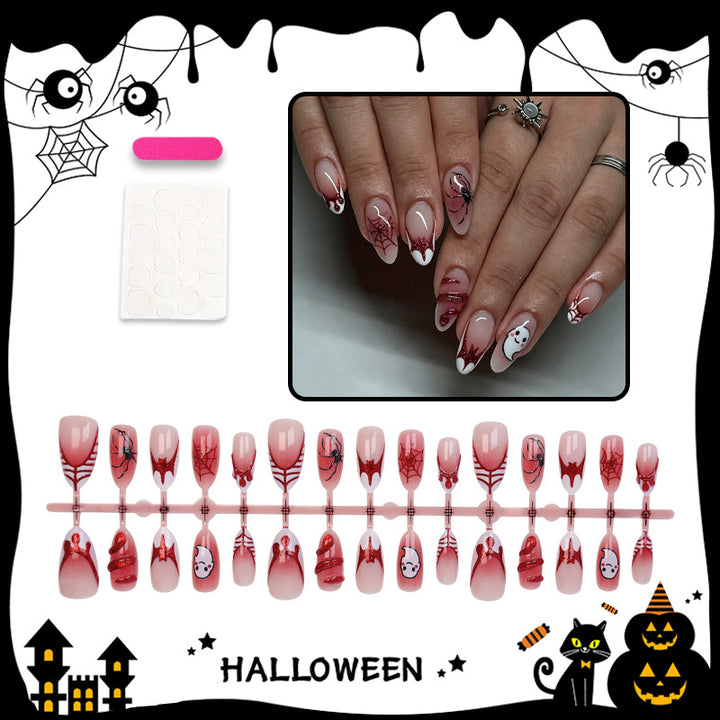 Halloween Fake Nail Set with spooky spider and ghost designs Kalsten