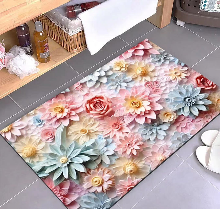 Luxurious Floral Design Bath Mat