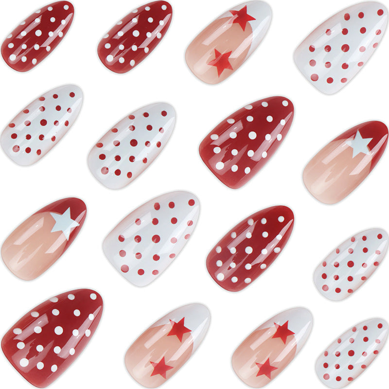 Artistic Press-On Nails with Star and Dot Designs Kalsten