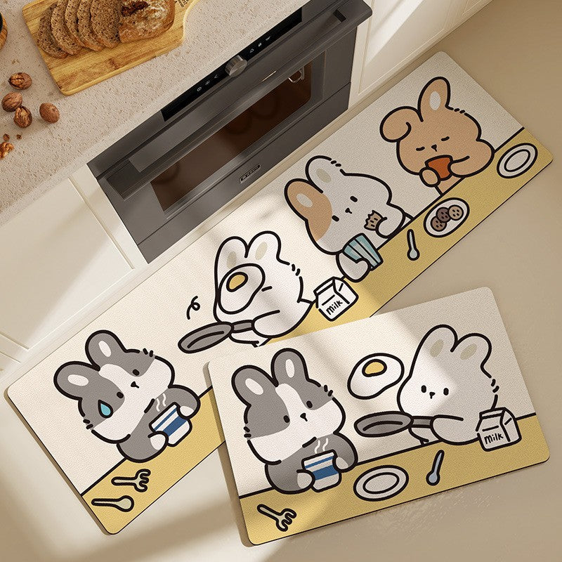 Cartoon-Themed Anti-Fatigue Kitchen Mat