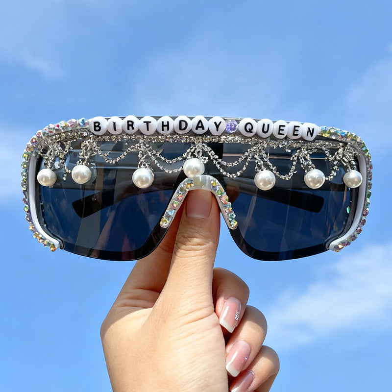 Decorative Pearl and Rhinestone Sunglasses Kalsten