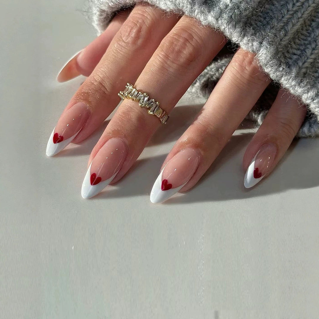 Elegant French Heart Tip Press-On Nails Kalsten