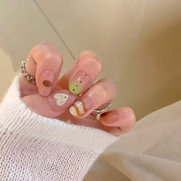 Artistic Cat-Themed Press-On Nail Art Set Kalsten