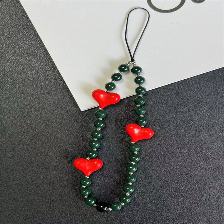 Decorative Beaded Heart Charm Keychain Kalsten