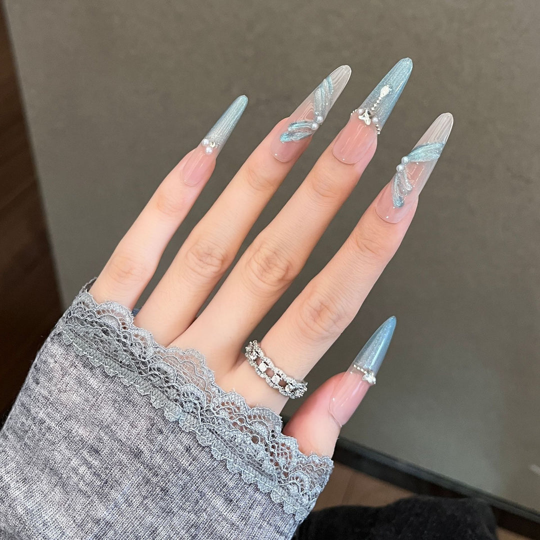 Artistic 3D Lace-Embellished Press-On Nail Set Kalsten