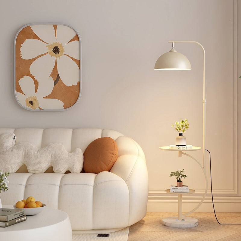Adjustable Height Floor Lamp with Side Table