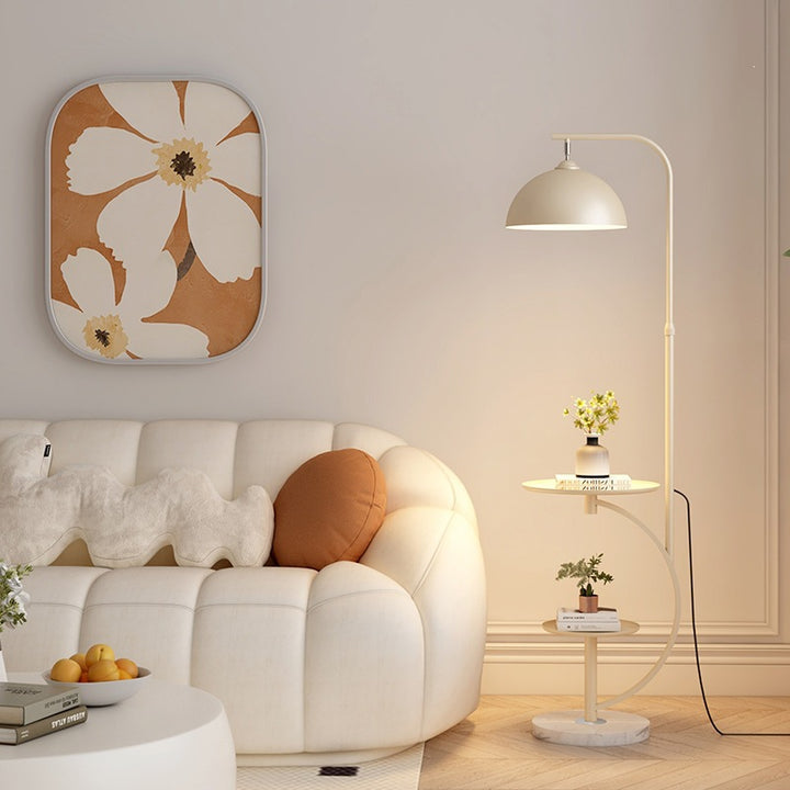 Adjustable Height Floor Lamp with Side Table