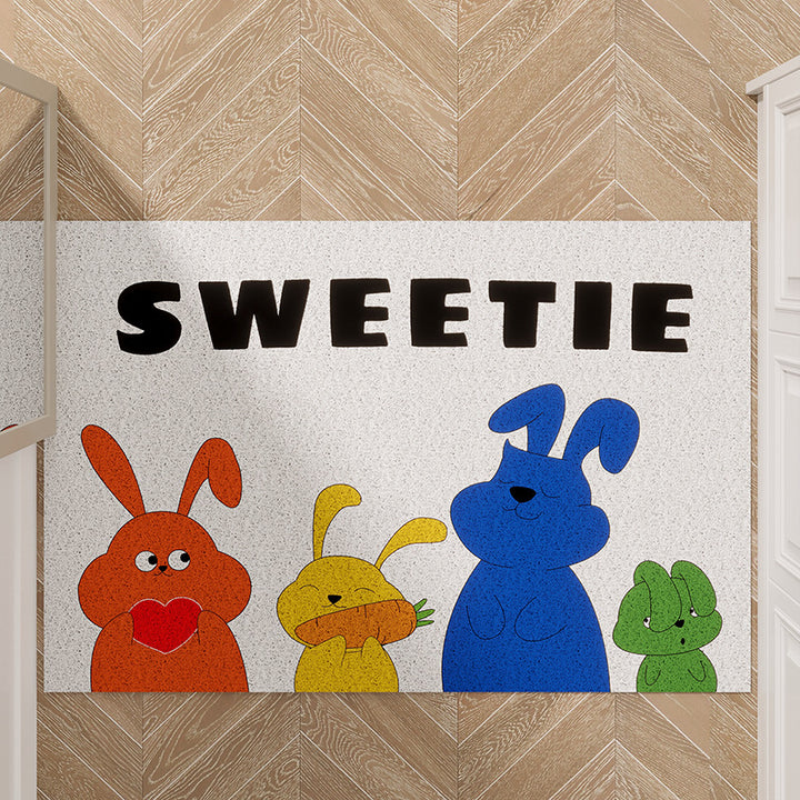 Cartoon Cat-Themed Welcome Mat