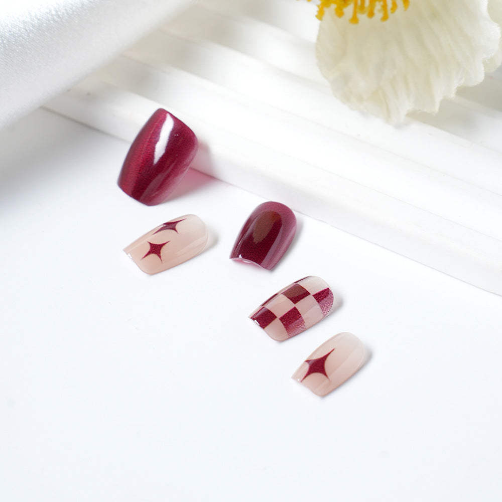 Artistic Press-On Nail Set with Unique Geometric Designs Kalsten