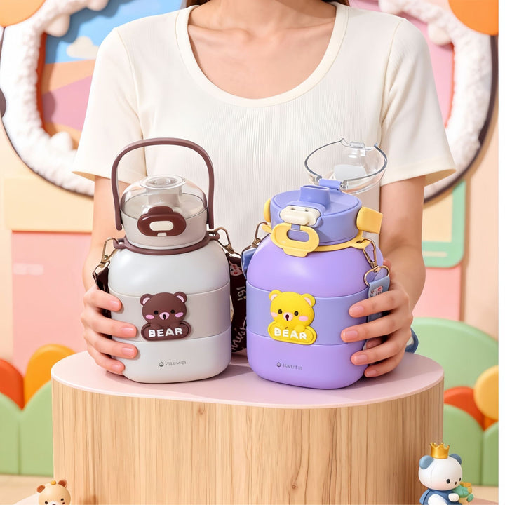 Ladies Insulated Drinking Bottle with Integrated Carry Strap and Animal Motif Kalsten