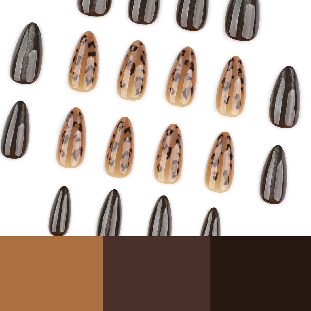 Artful nail extensions with unique leopard pattern and shine Kalsten
