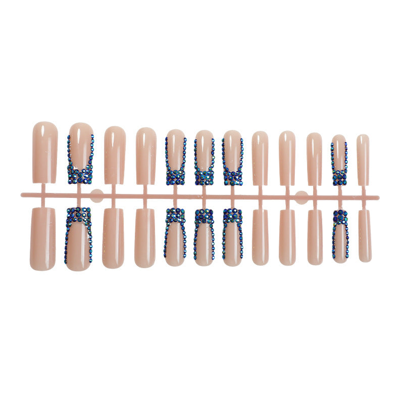 Designer Press-On Nail Set with Rhinestone Accents kalsten