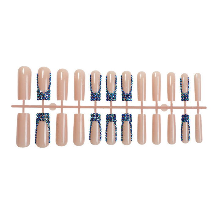 Designer Press-On Nail Set with Rhinestone Accents kalsten
