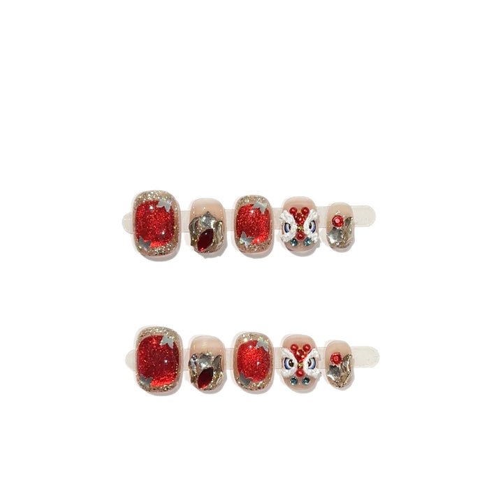 Glittery Character-Embellished Press-On Nail Set