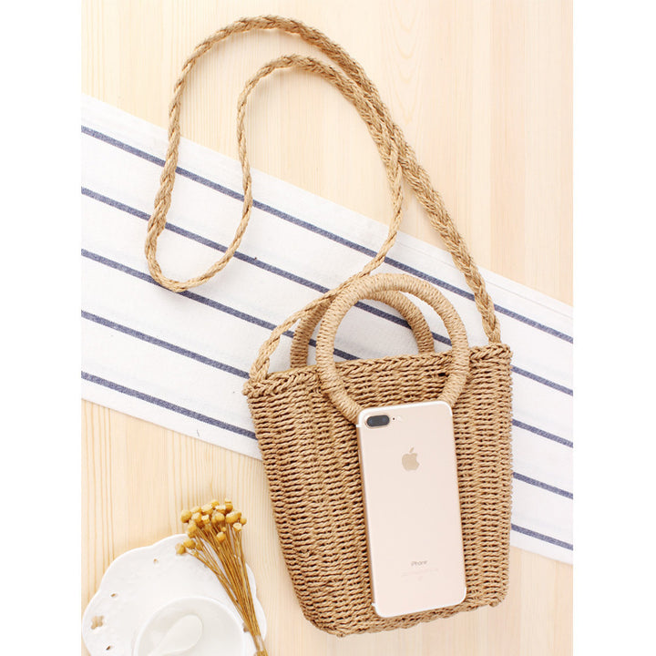 Handbag Made of Braided Natural Material with Round Handle Kalsten
