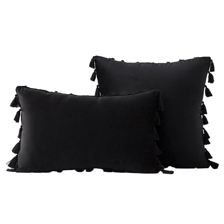 Velvet Tassel-Trim Square and Lumbar Decorative Pillow Set