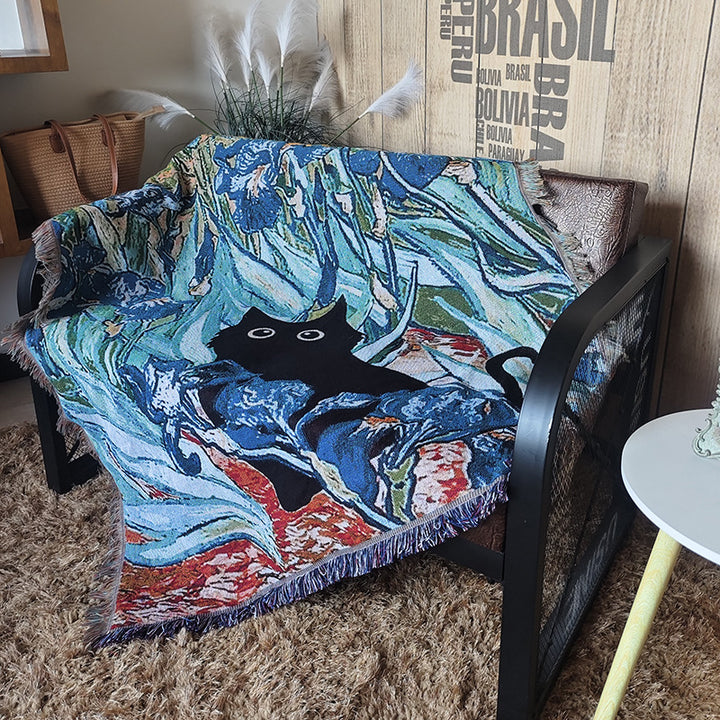 Artistic Cat-Themed Throw Blanket