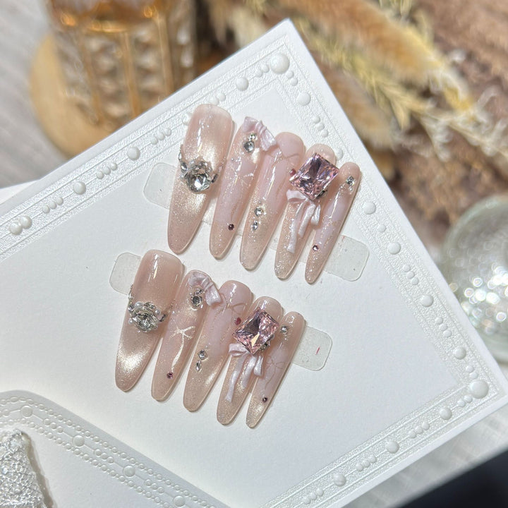 Ornate Rhinestone-Embellished Stiletto Press-On Nails Kalsten