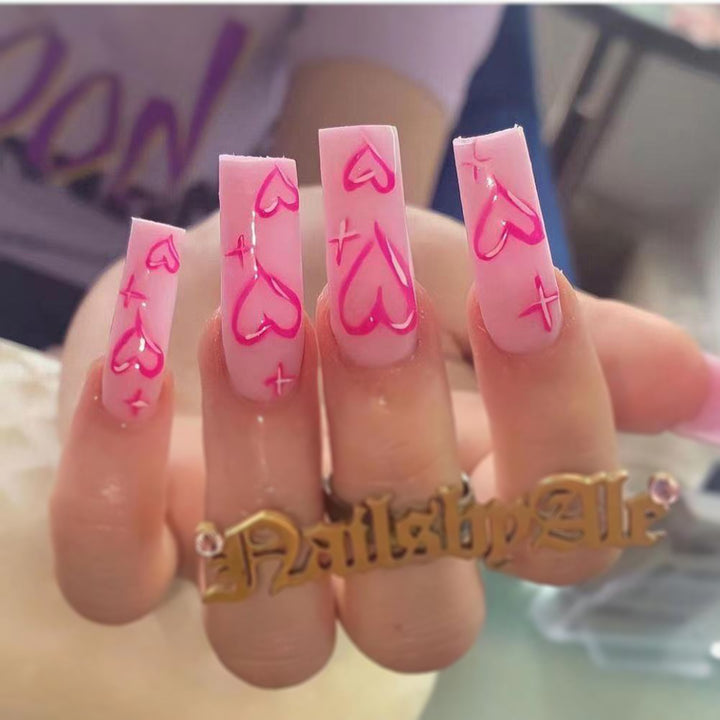Artistic acrylic nails with heart design Kalsten