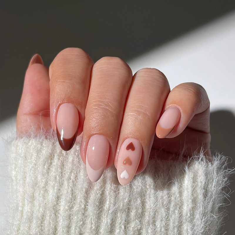 Artistic Heart-Embellished Press-On Nail Set Kalsten