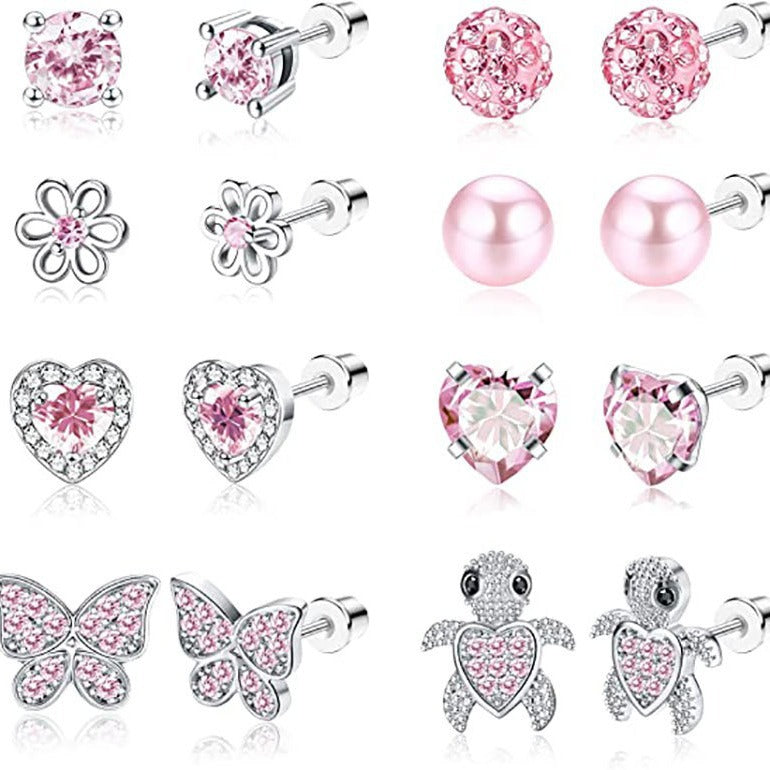Sparkling Gemstone Stud Earrings Set Kalsten