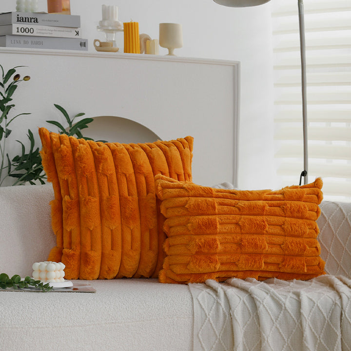 Square soft teddy pillowcase with 3D ribbed plush texture and concealed zipper Kalsten