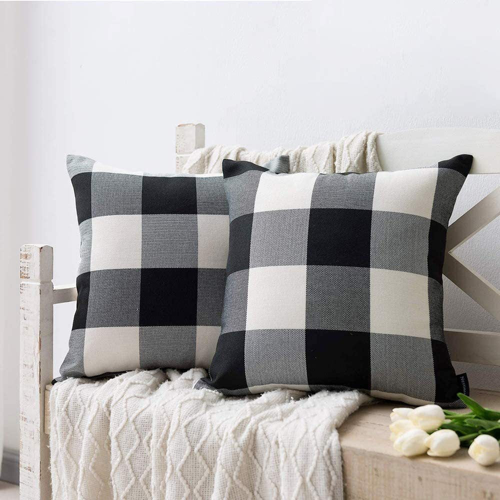 Buffalo Check Square Throw Pillow Covers with Hidden Zipper