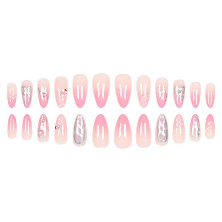 Decorative Stiletto Nail Art Set with Bow and Gem Accents Kalsten