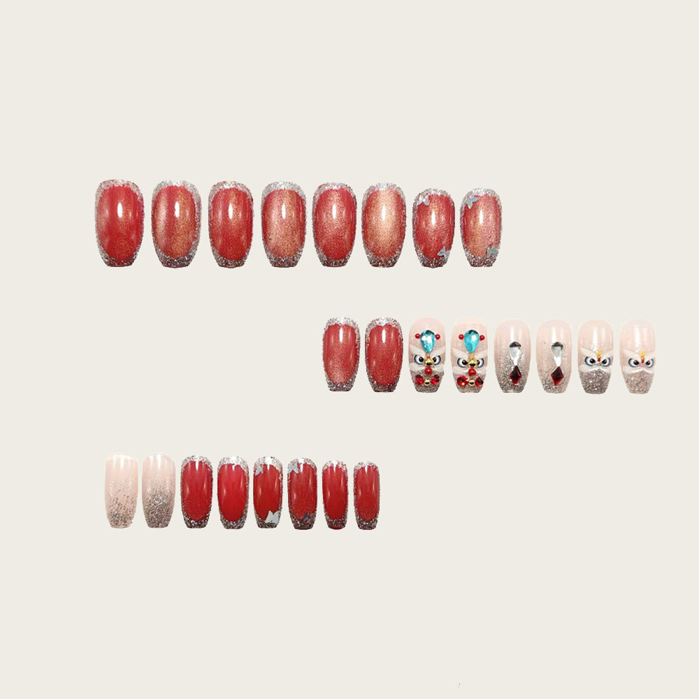 Artificial nails with glitter and gemstone applications Kalsten