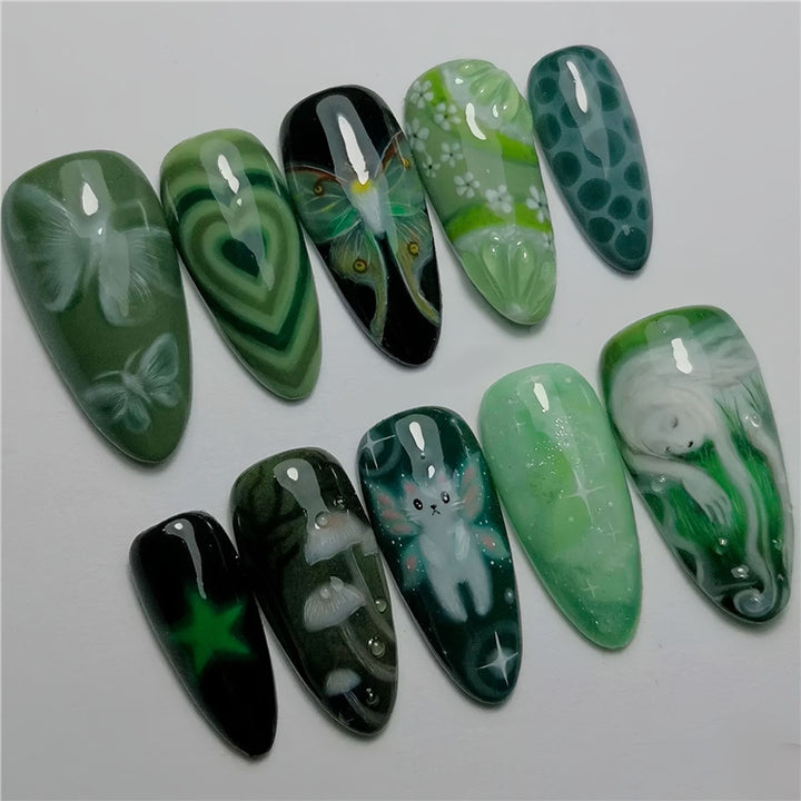 Artistic Cartoon-Themed Press-On Nail Art Set Kalsten