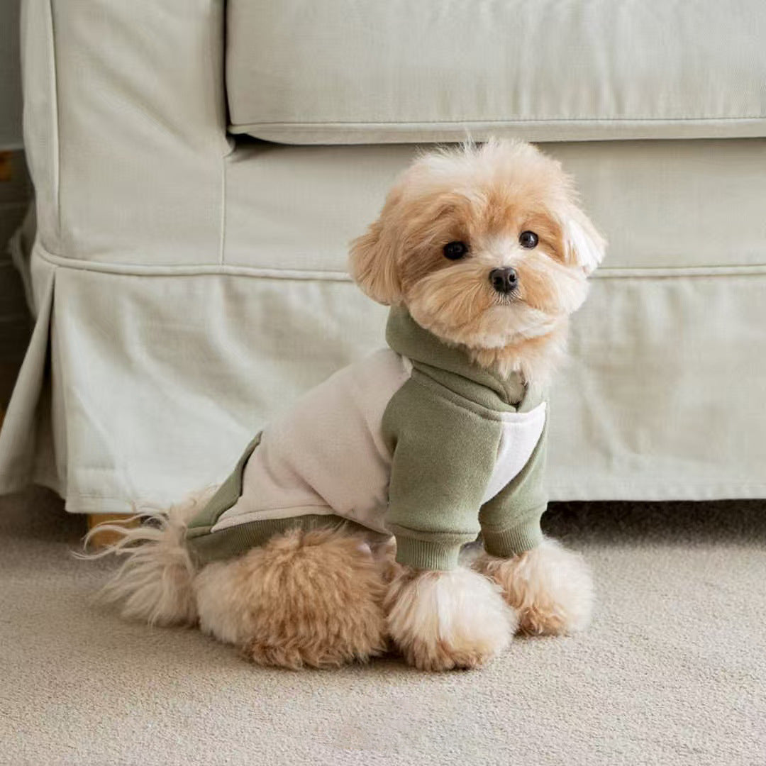 Small Dog Fleece Hoodie with Ribbed Cuffs and Hood