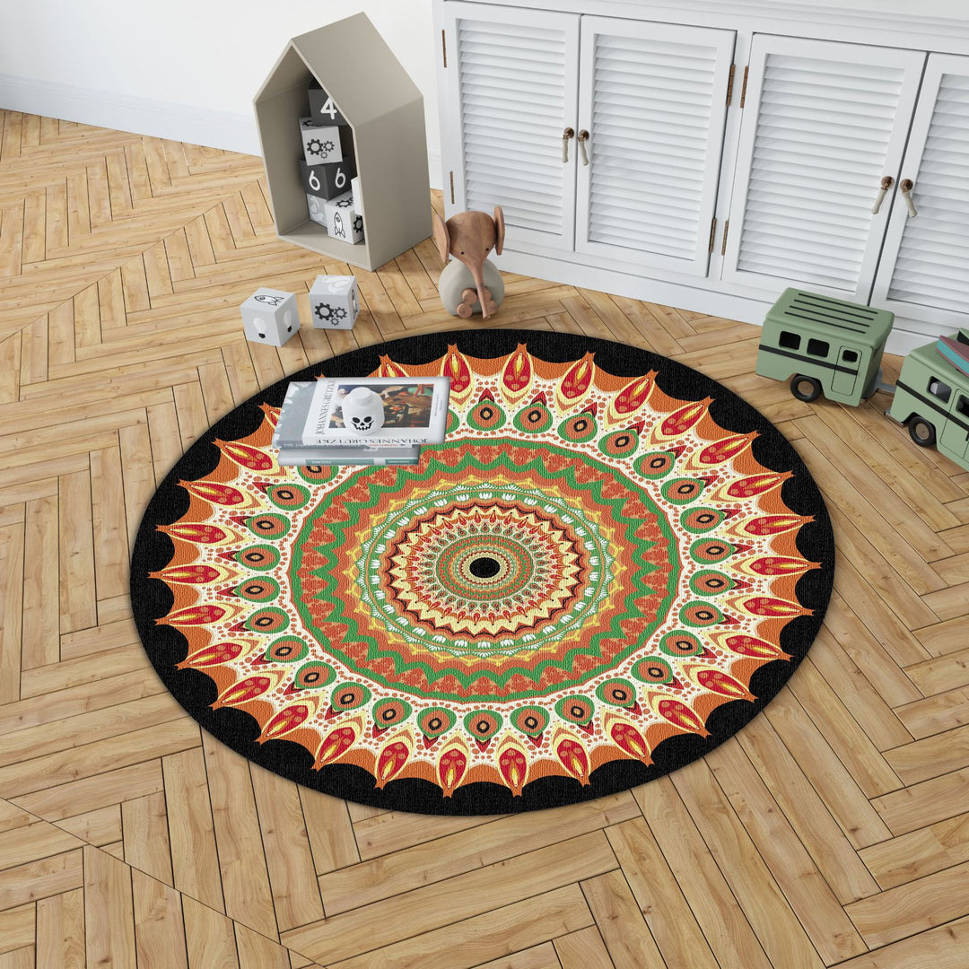 Mandala Print Round Area Rug Kalsten