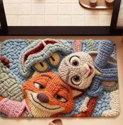 Cartoon Character Plush Mat for Interiors