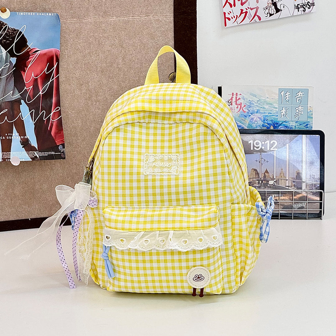 Cute Gingham Print School Backpack Kalsten