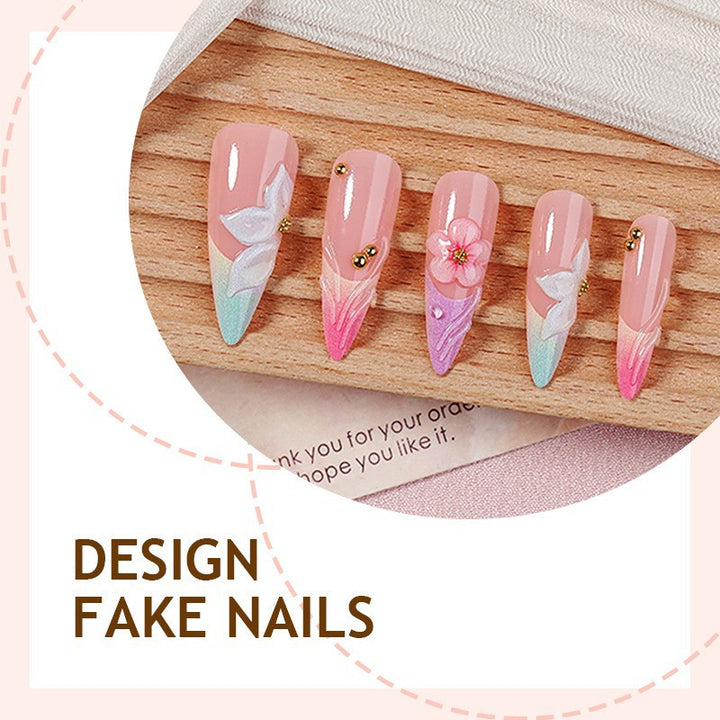 Artificial nail set with elegant flowers and delicate color gradients Kalsten
