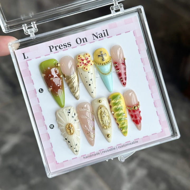 Artistic Handcrafted Press-On Nail Set